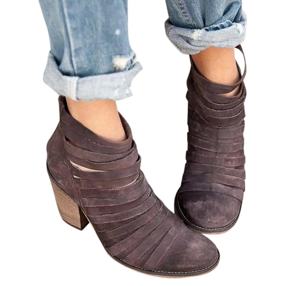Free People Cordovan Hybrid strappy booties Plum